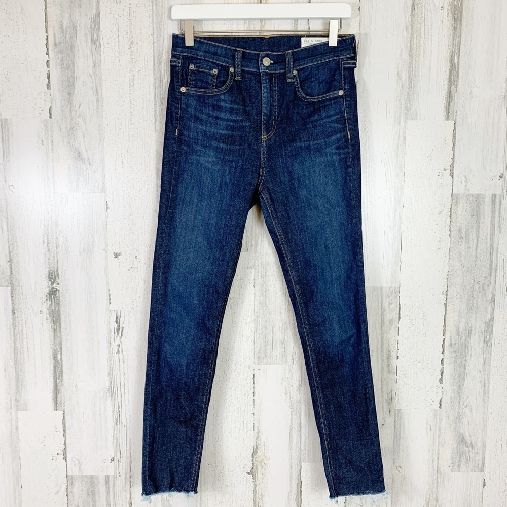 Rag & Bone 10 Inch Ankle Skinny Raw Hem Jeans in Mad River Size 27